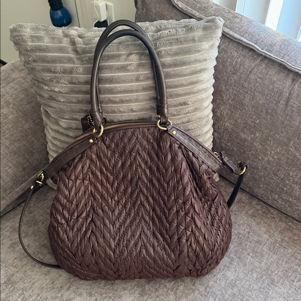 Coach Madison Dark Brown Textured Shoulder Bag 70th Anniversary with dust bag - Picture 4 of 5